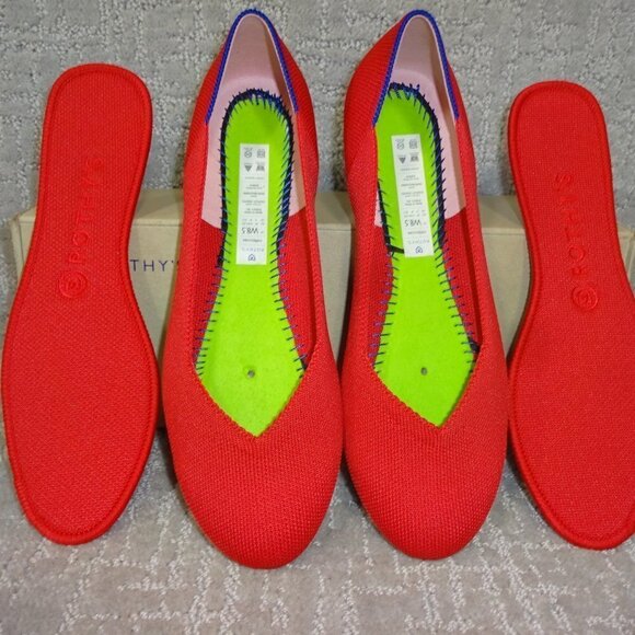Rothys The Flat Women's Size 8.5 US Red Ruby Round Toe Slip on Flats Shoes - Picture 9 of 11